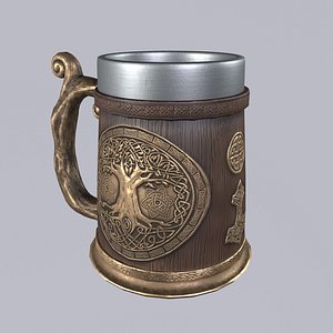 Viking Mug Wood Style 3D model
