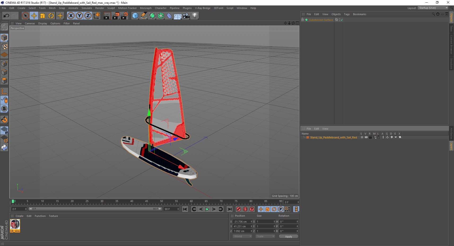 3D Model Stand Up Paddleboard With Sail Red - TurboSquid 2062660
