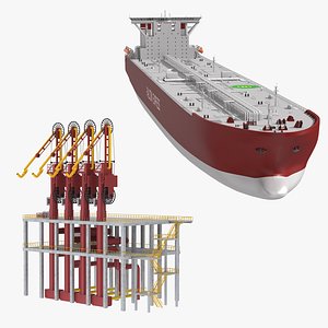 3D Ship Tanker and Loading Arm
