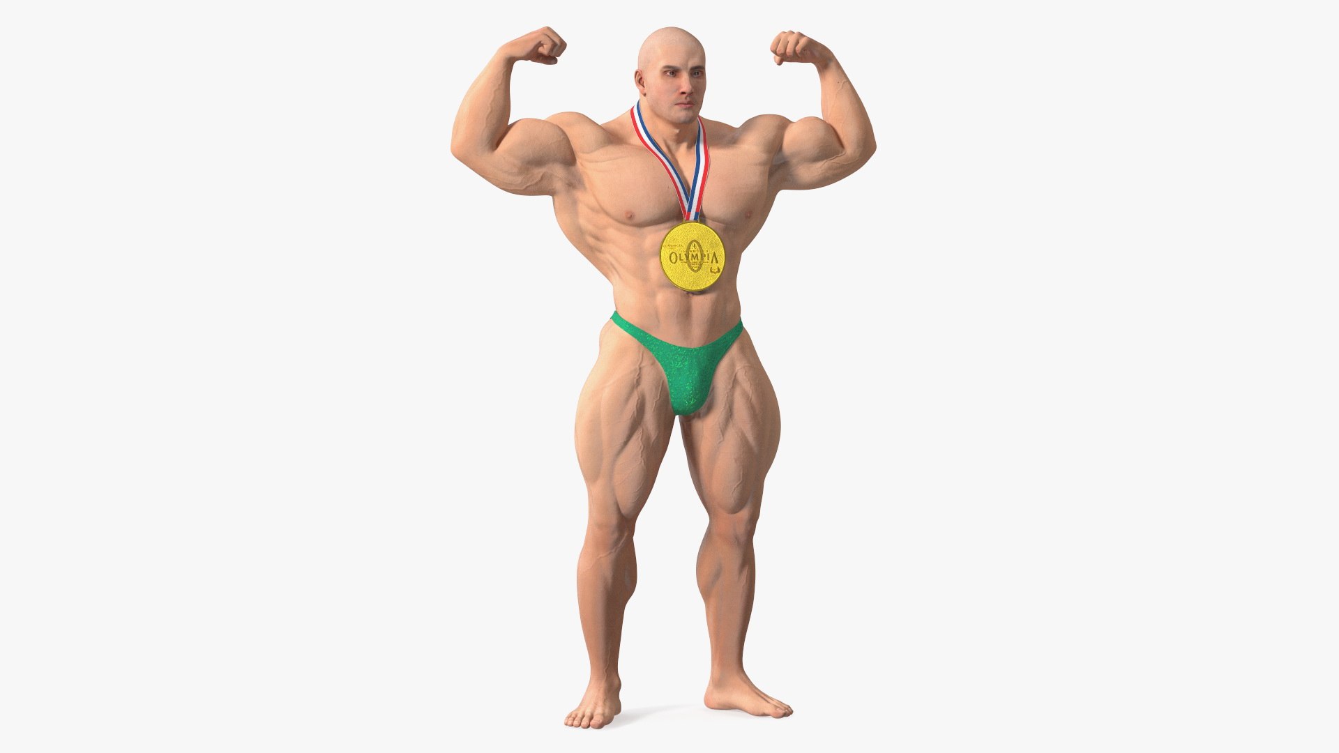 Champion Bodybuilder Man Winner Pose 3D model for medical visualization, anatomy illustration, educational content, and scientific rendering