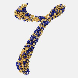 Calligraphic Digit 7, Number 7 from Golden and Blue metallic balls