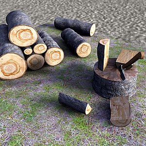 troncos cortados y hacha max