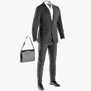 Men's Business Suit with Shirt, Shoes and Bag