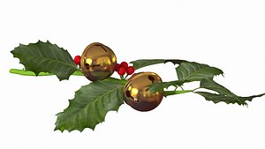 christmas branch jingle bells 3D model