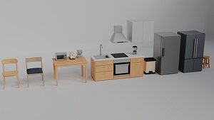 Low Poly Kitchen Props Pack Game Ready 3D Asset Collection Low-poly 3D model