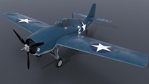 3D grumman wildcat fighter aircraft