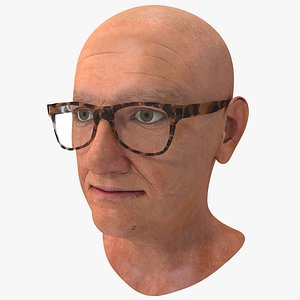Bald Elderly Woman Head With Glasses