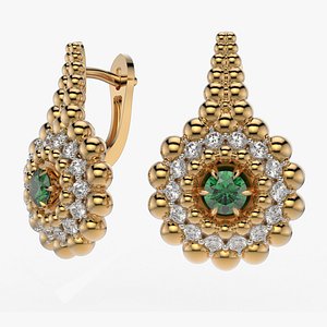 Diamond jewelry earring Coloured Classic E39 3D print model 3D model