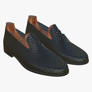 3D Realistic Weave Leather Oxford Black