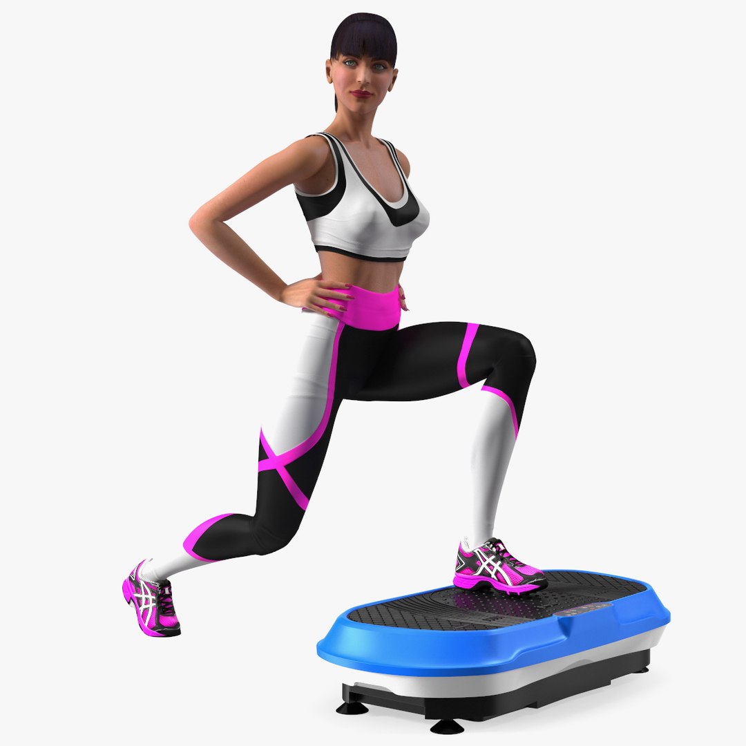 Woman With Fitness Vibration Platform 3D model preview