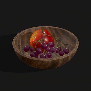 3D Apple and Grapes Bowl model