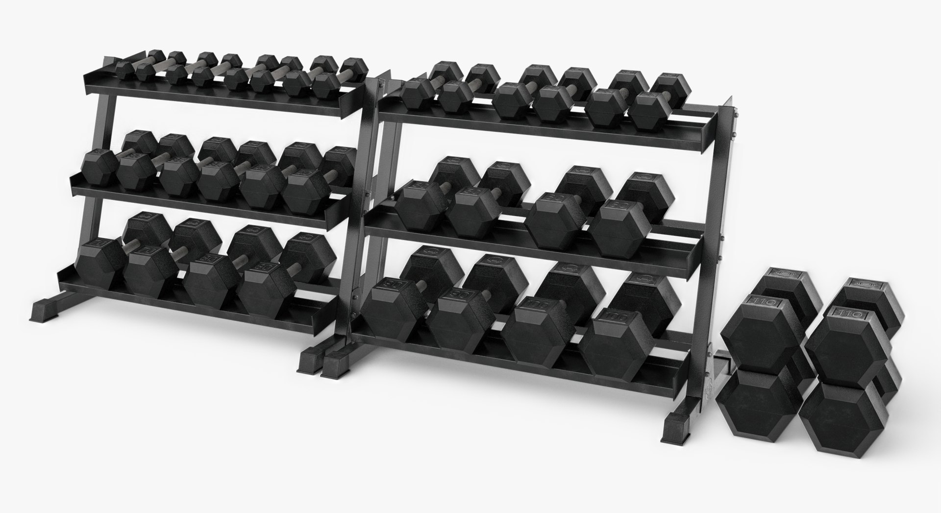 3D model CrossFit Gym Equipment Set https://p.turbosquid.com/ts-thumb/lB/ZWmLGa/Ut/hex_dumbbell_set_2/png/1762152242/1920x1080/fit_q87/2d9dafa092eecff07beb44802a02c00d6d41c912/hex_dumbbell_set_2.jpg