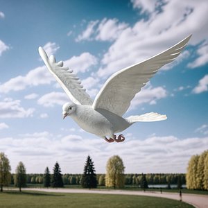 Lowpoly White Dove in Flight