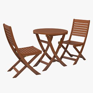 Garden Bistro Set - Dark Wood
