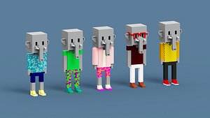 3D NFT Voxel Elephant Characters