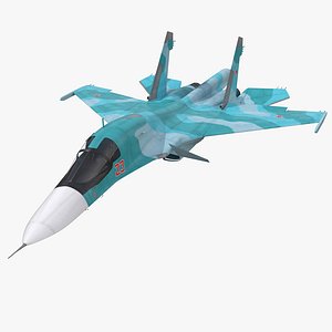 Fighter Sukhoi Su-34 Rigged 3D Model