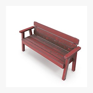 Weathered Outdoor Park Bench 3D model