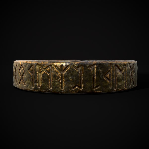 3D Gold Viking Rune Ring model