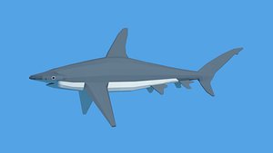 Low Poly Cartoon Hammerhead Shark