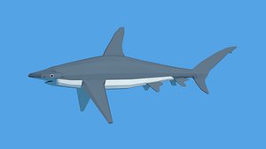 Low Poly Cartoon Hammerhead Shark