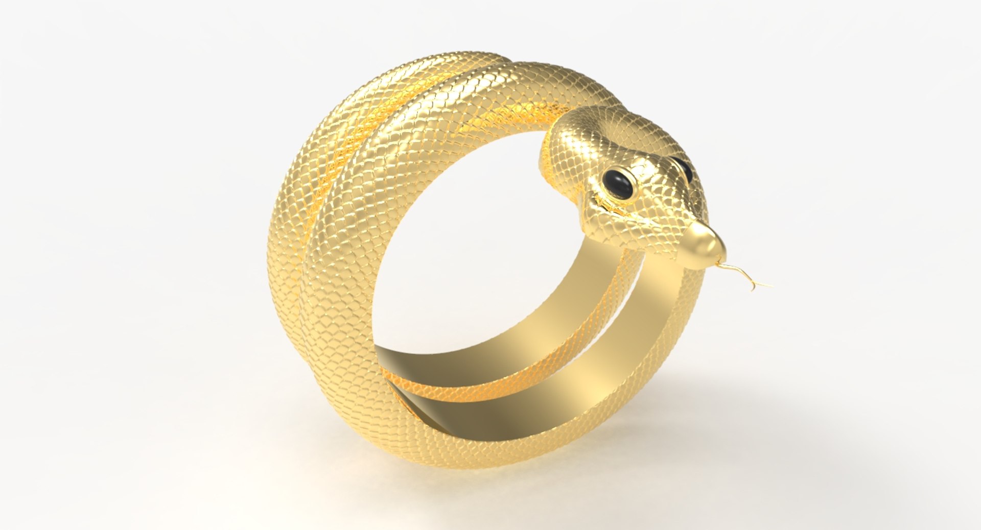 24K Gold Coiled Diamond Snake Ring