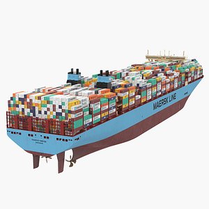 Madrid Maersk Container Ship Loaded 3D model