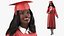 Pose de pie de mujer con vestido de graduación de piel oscura