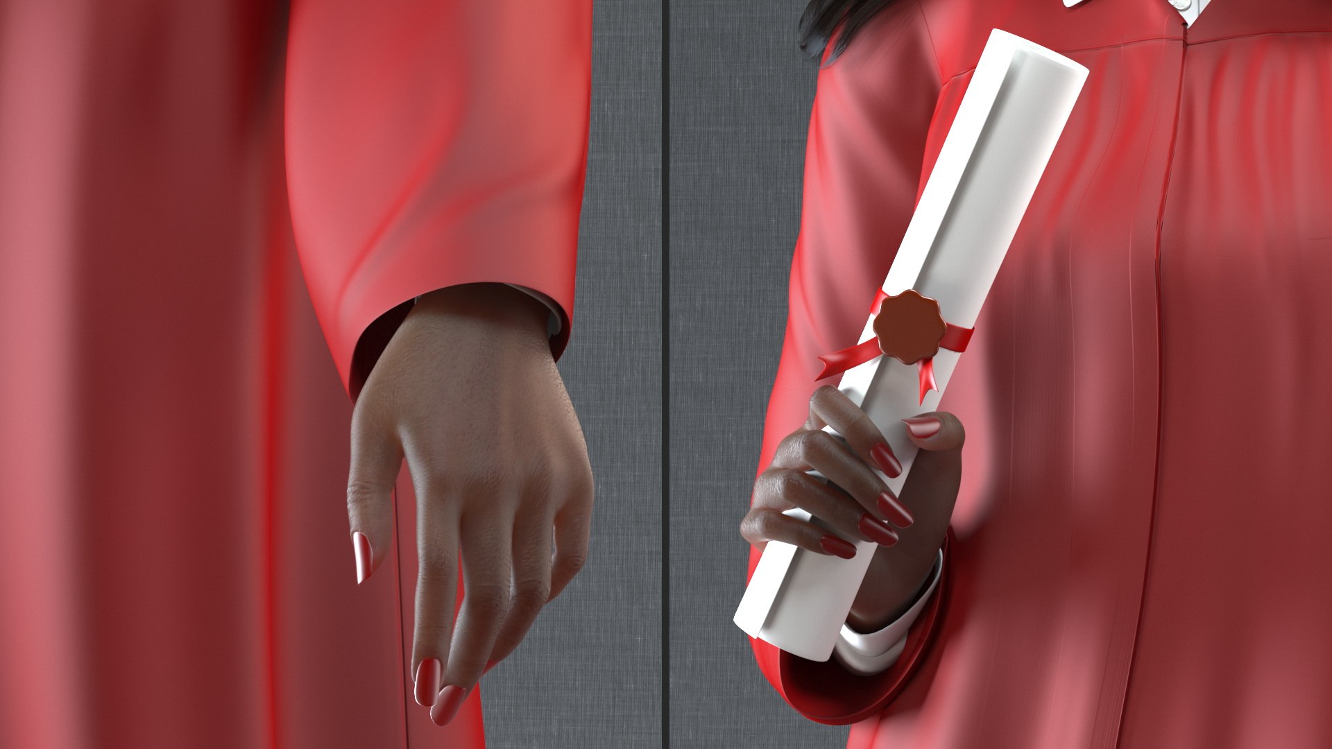 3D dark skin graduation gown model - TurboSquid 1670554