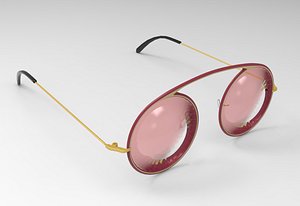 Acetate Round Framed Glasses 3D model