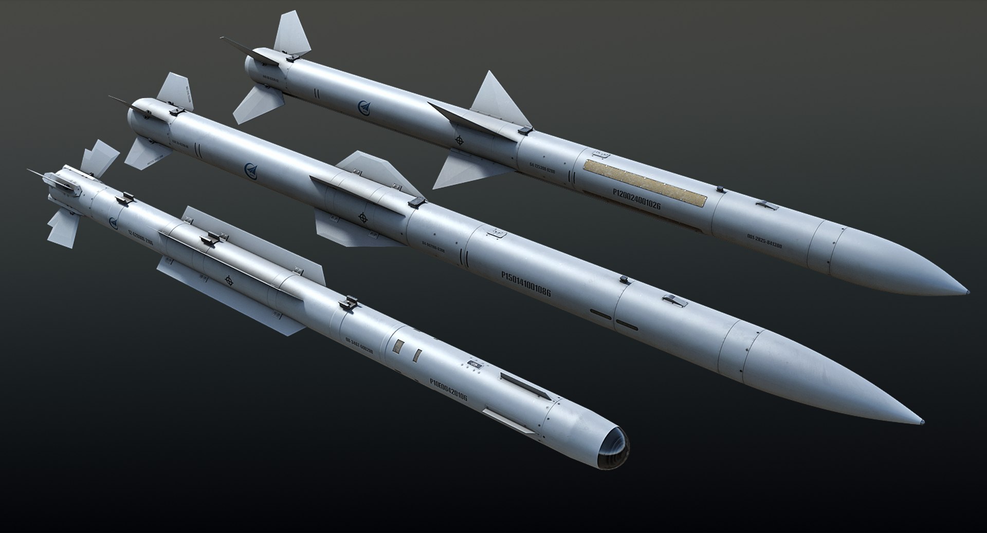 modern chinese air-to-air weapons 3D model https://p.turbosquid.com/ts-thumb/lC/QtqIdJ/saMgiATp/06/png/1554327362/1920x1080/fit_q87/68888cd50a938d2b05e13580d7aec32b72c35bf7/06.jpg