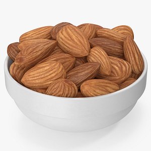 almonds white bowl 3D model