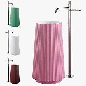 Corian Ribbed Floor Standing Sink