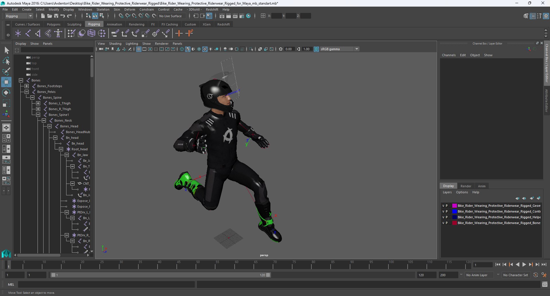 Bike Rider Wearing Protective Riderwear Rigged For Maya 3D Model ...
