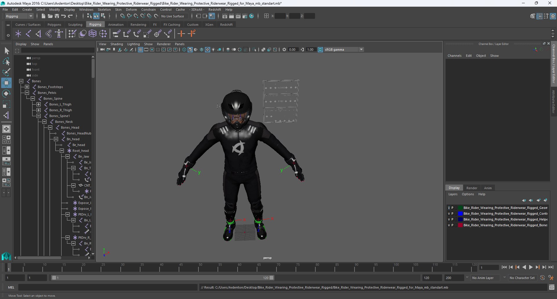 Bike Rider Wearing Protective Riderwear Rigged For Maya 3D Model ...