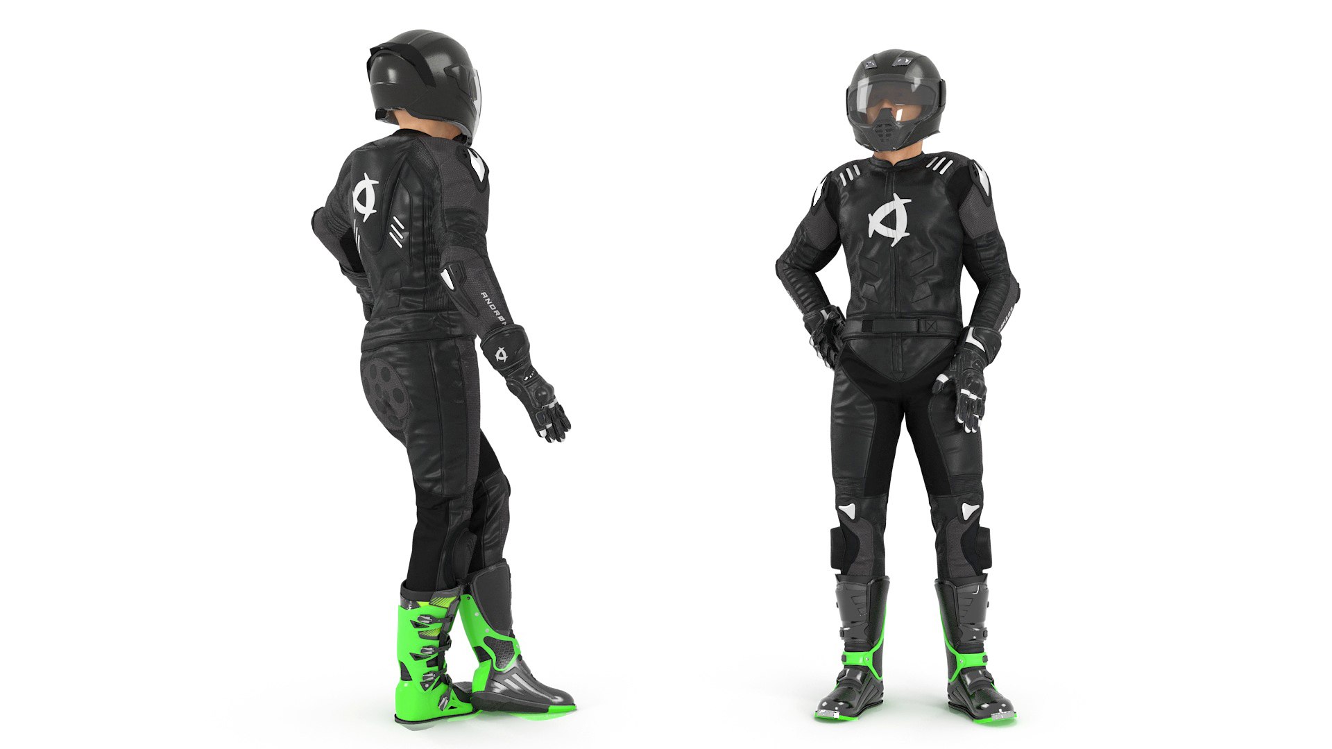 Bike Rider Wearing Protective Riderwear Rigged For Maya 3D Model ...