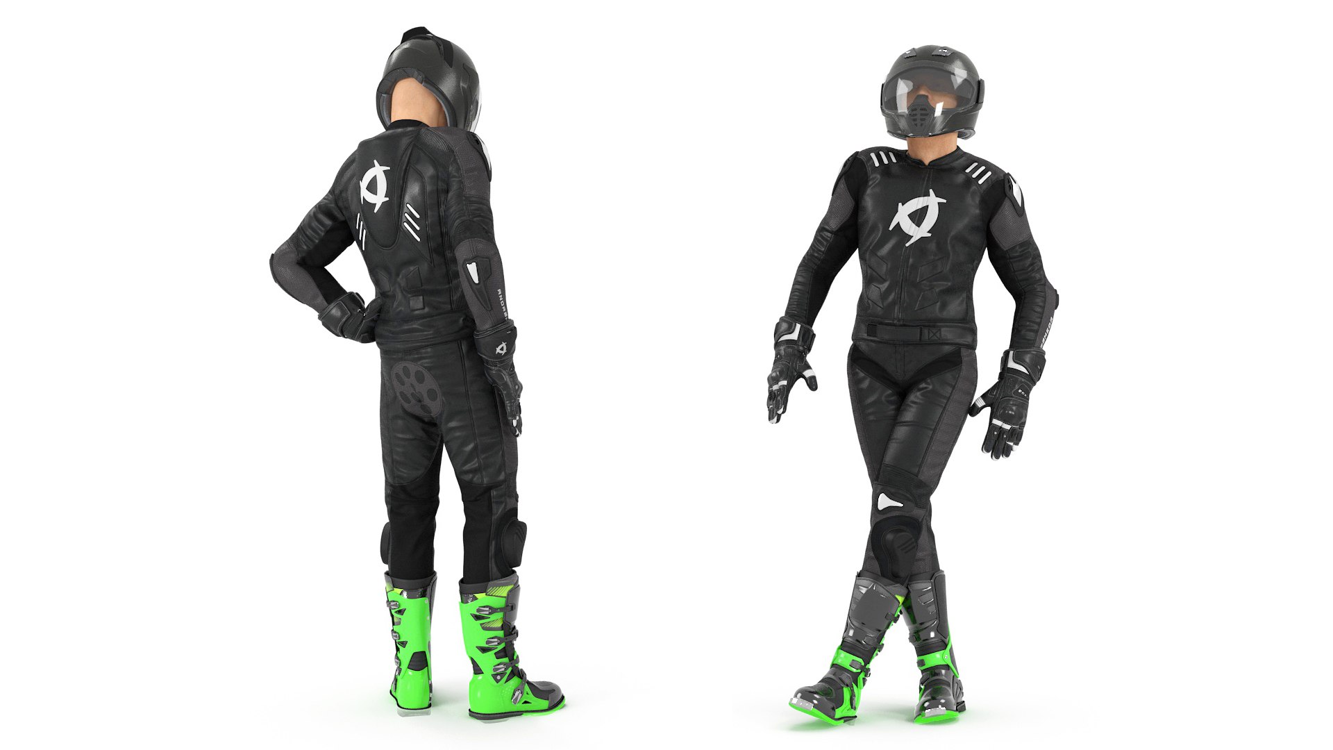 Bike Rider Wearing Protective Riderwear Rigged For Maya 3D Model ...