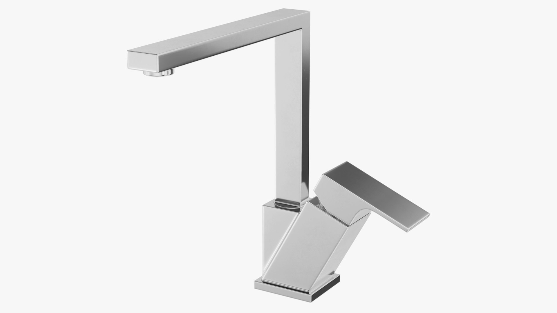 Angular Single Lever Kitchen Mixer Tap Chrome 3D model preview
