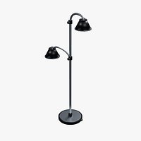 Twin Reading Floor Lamp with Curved Arms and Retained Diffusers