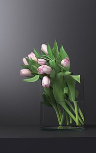 3D pink tulips