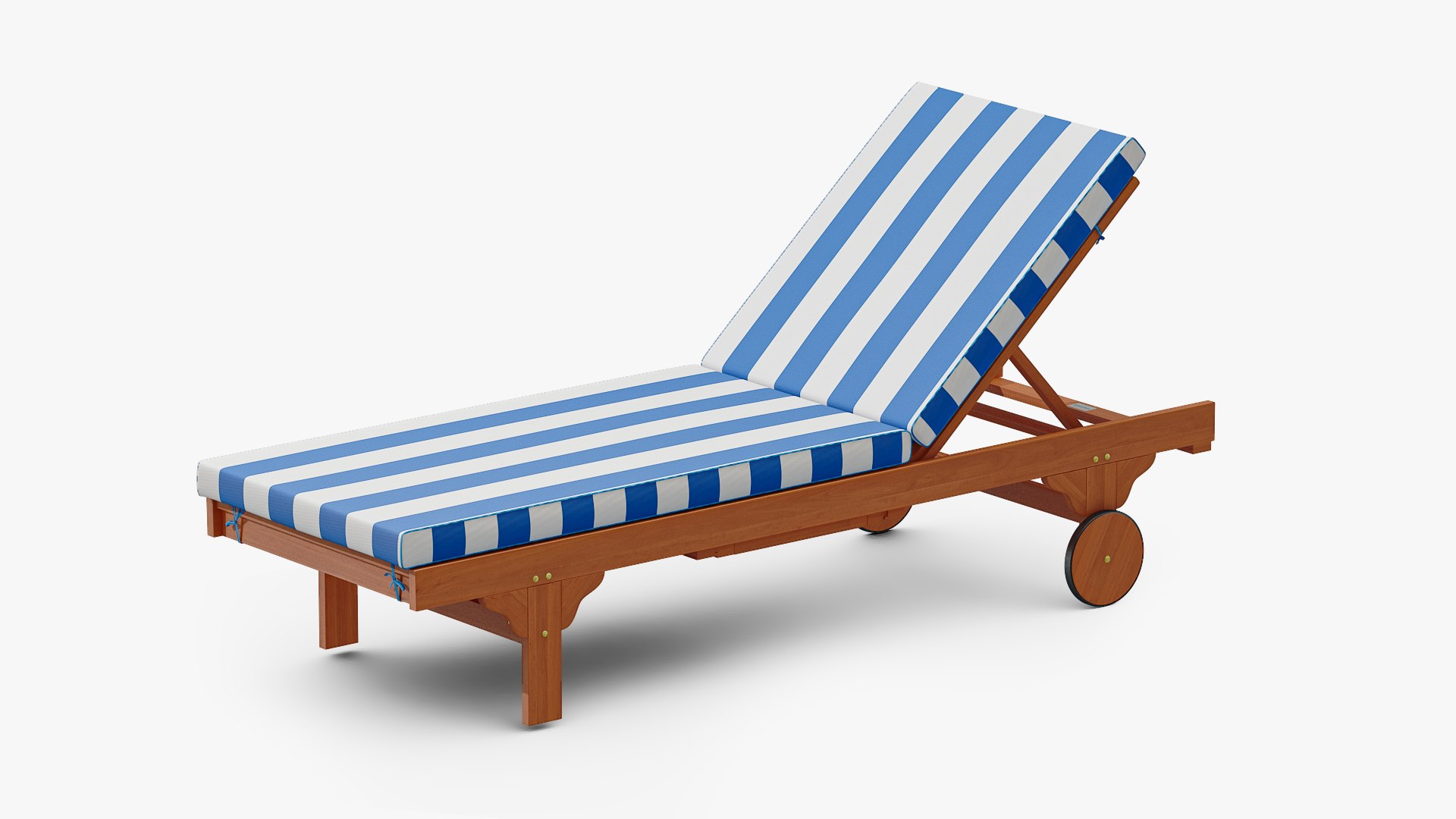 Outdoor Chaise Lounge with Navy Stripes 3D model preview