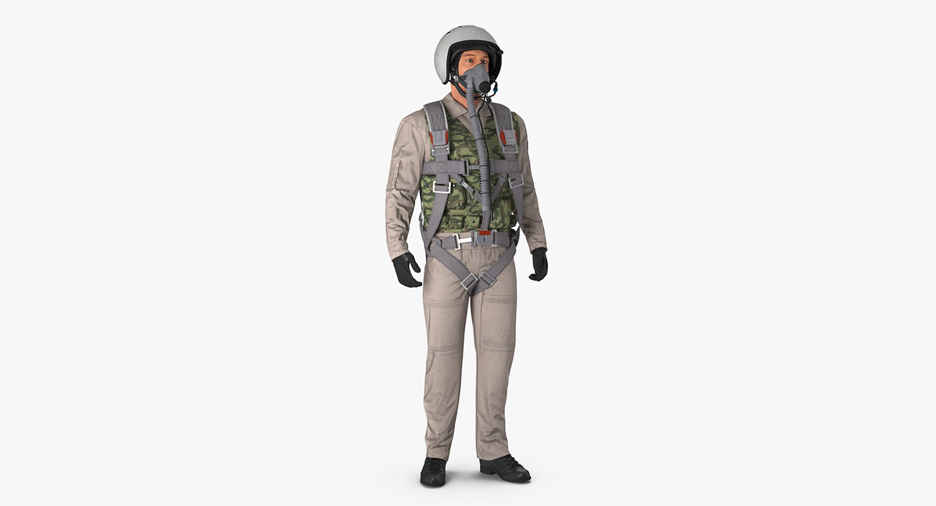Russian Jet Fighter Pilot Standing 3D model preview