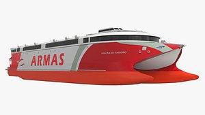 Armas High-Speed Transport Ferry Red Rigged for Maya 3D