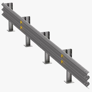 Guardrail Thrie Beam Straight Long Single 3D model