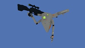 sniper drone robot anime low poly rigged