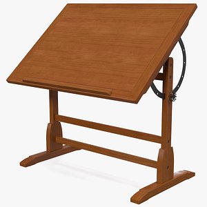Vintage Wood Drafting Table with Adjustable Top