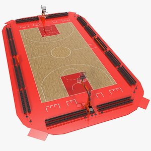 3D basketball court baskets sport ball