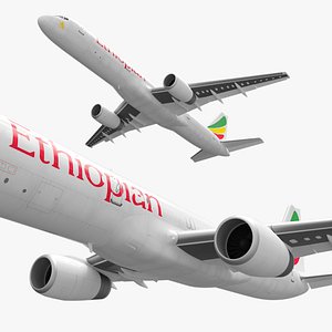 Ethiopian Airlines Boeing 757 Aircraft Rigged 3D model