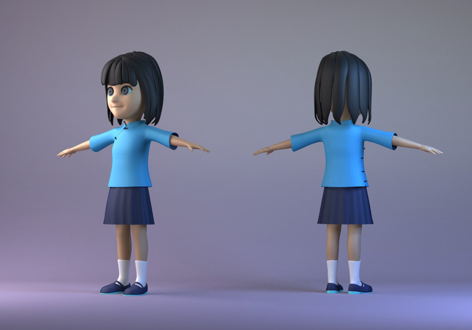 Student Girl Cartoon Character Model - TurboSquid 1629714