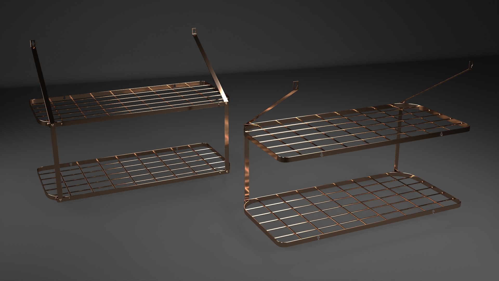 Wall Mounted Kitchen Pot Rack Organizer Copper 3D Model - TurboSquid ...