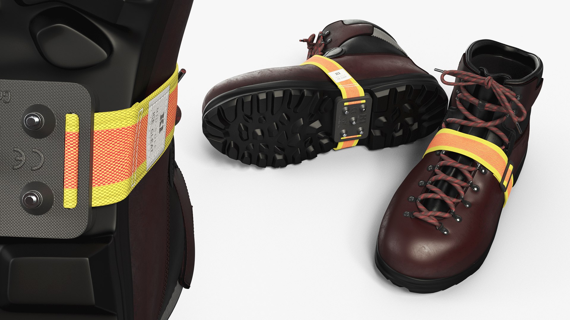 Intrinsically Safe Ice Cleats on Hiking Boots Scarpa 3D model preview